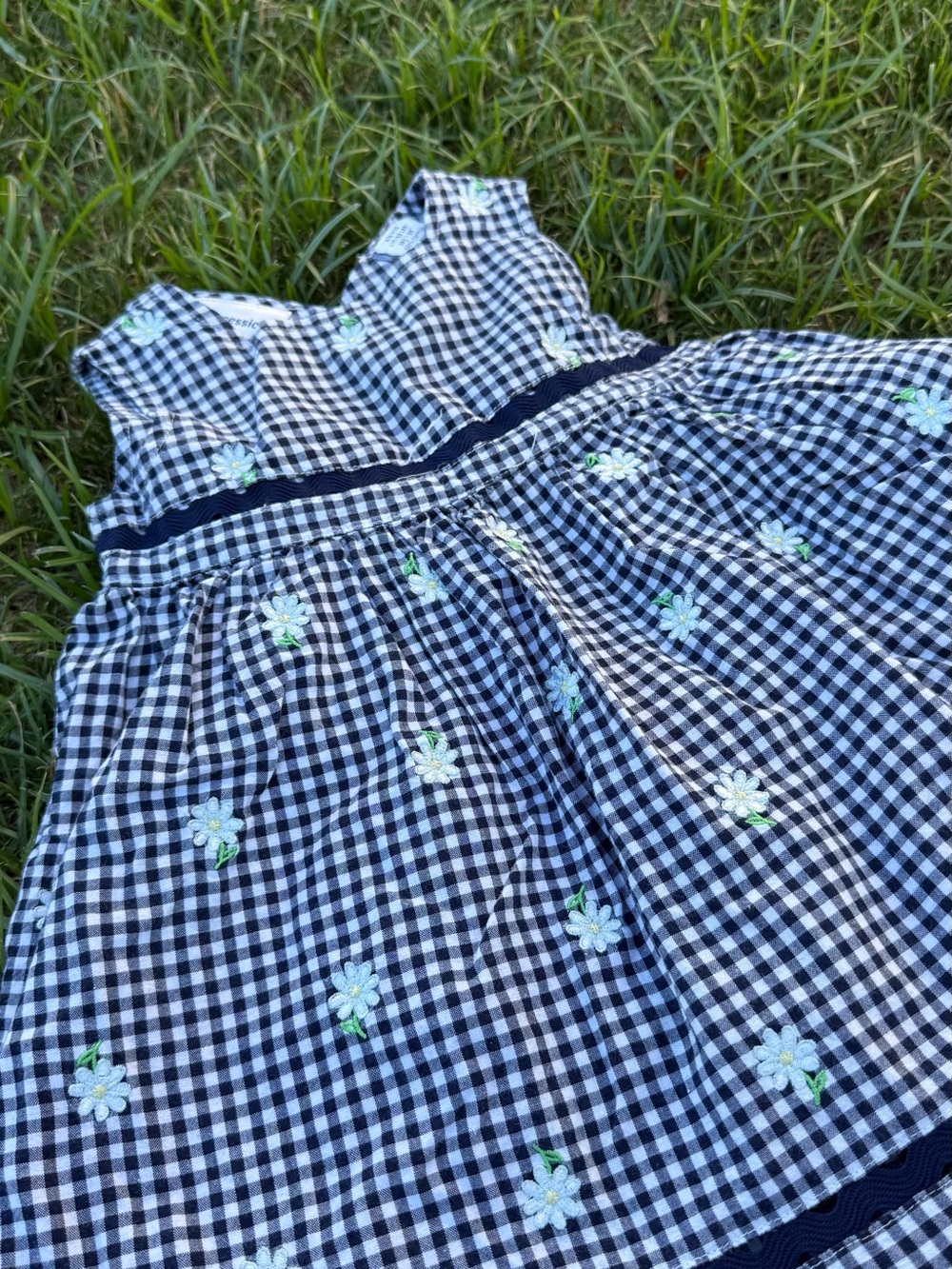 Vintage/Y2K Gingham Floral Dress 6-9m
